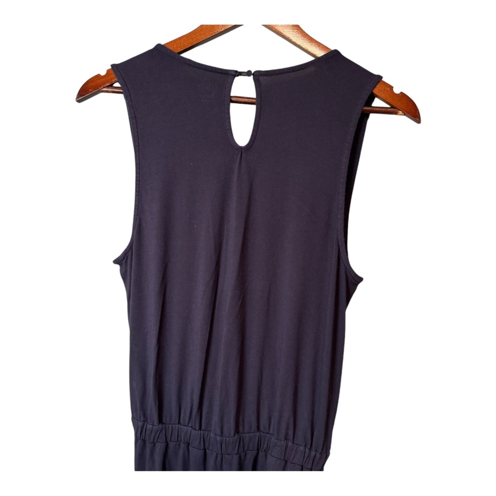 LOFT Beach Navy Blue Sleeveless Wrap Front Jumpsuit Pockets Size Small - Picture 8 of 12